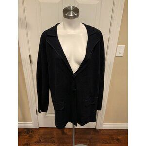 Armani Collezioni Navy Blue Cotton Knit Jacket, Size 16 (US) NWT! $1,095